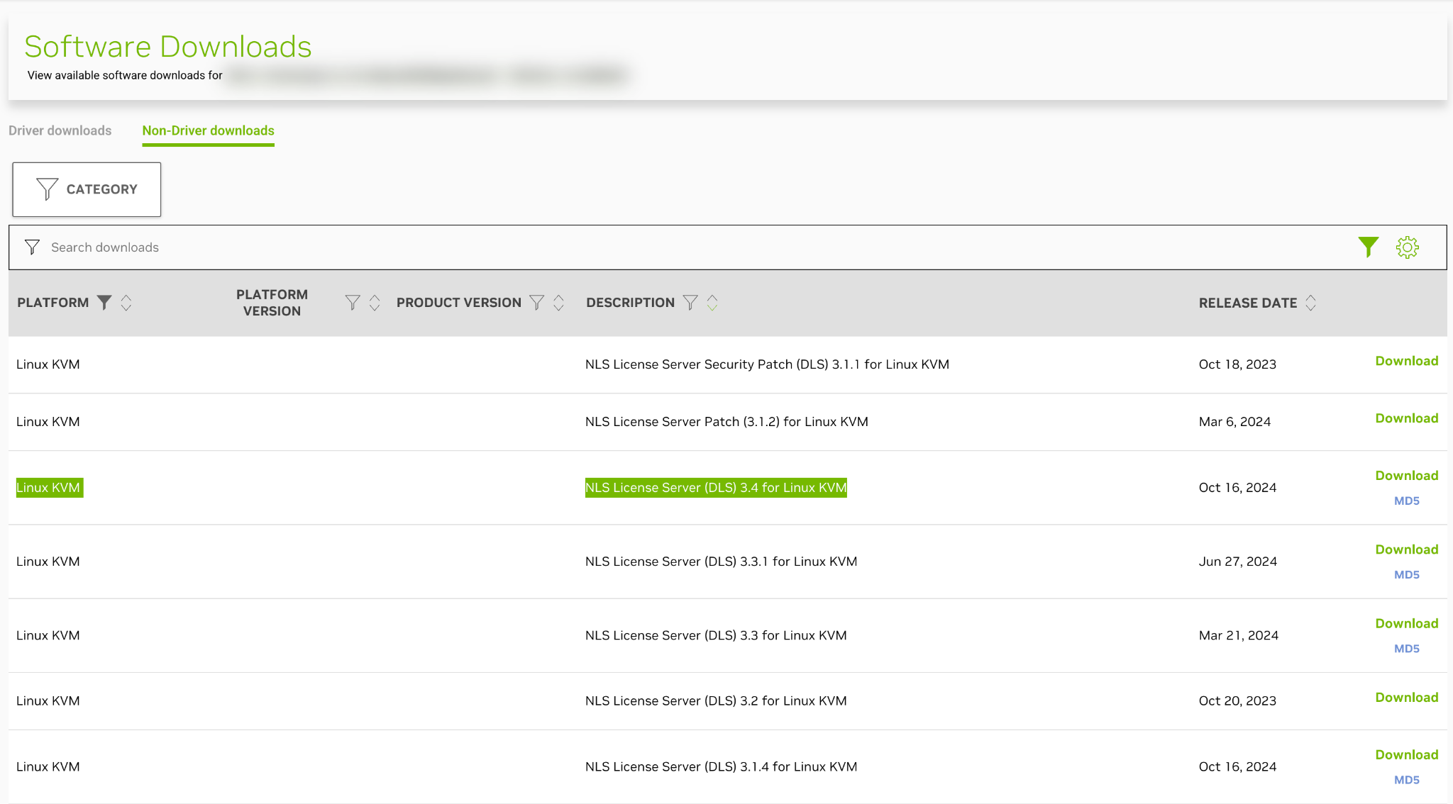 NVIDIA NLS License Server Downloads reference screenshot